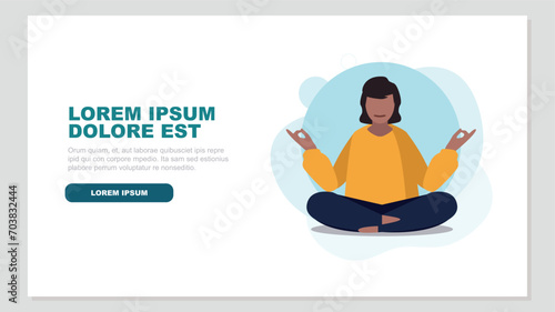 Vektor-Illustration einer entspannten Frau beim Yoga - Entspannungskonzept