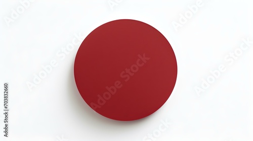Dark Red round Paper Note on a white Background. Brainstorming Template with Copy Space