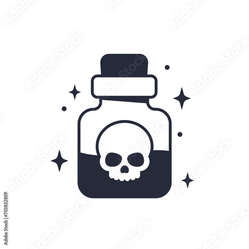 poison bottle with a skull, vector illustration