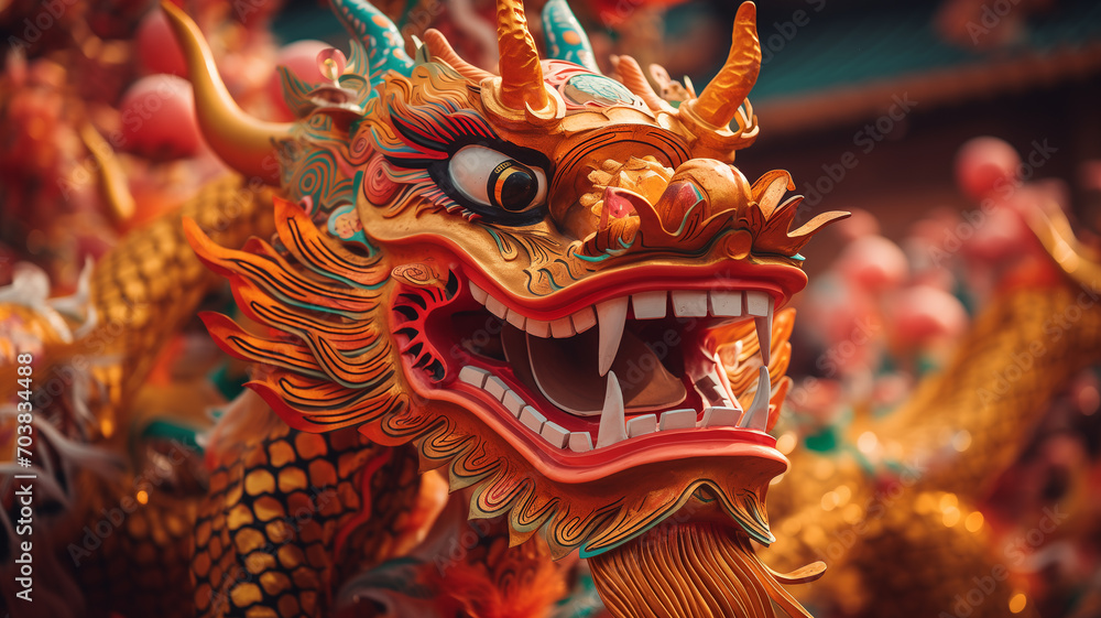 Chinese dragon, Zodiac. Chinese new year 2024 Asian Celebration, illustration fantasy anime