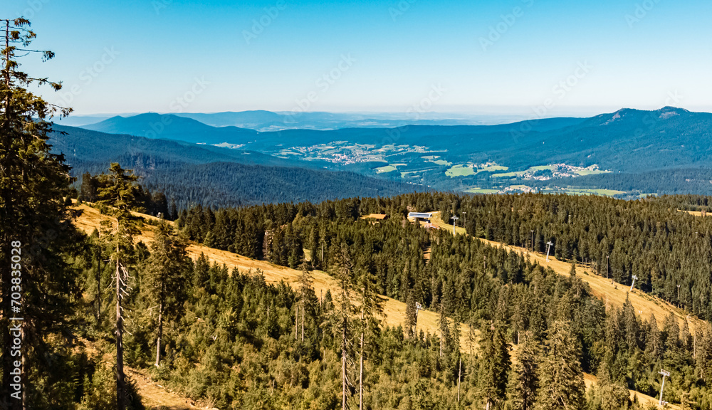 Summer view at Mount Arber, King of the Bavarian Forest, Top of Lower Bavaria, Bayerisch Eisenstein, Bodenmais, Bavaria, Germany Summer view at Mount Arber, King of the Bavarian Forest, Top of Lower Bavaria, Bayerisch Eisenstein, Bodenmais, Bavaria, Germany