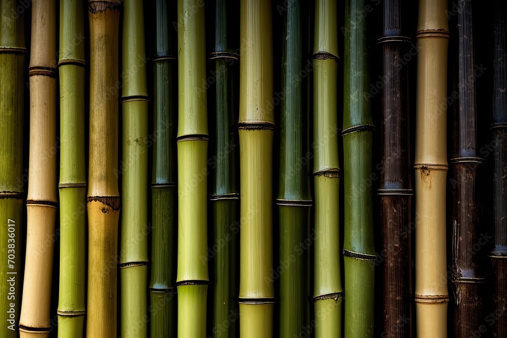 Fototapeta premium Background green bamboo wood, natural texture.