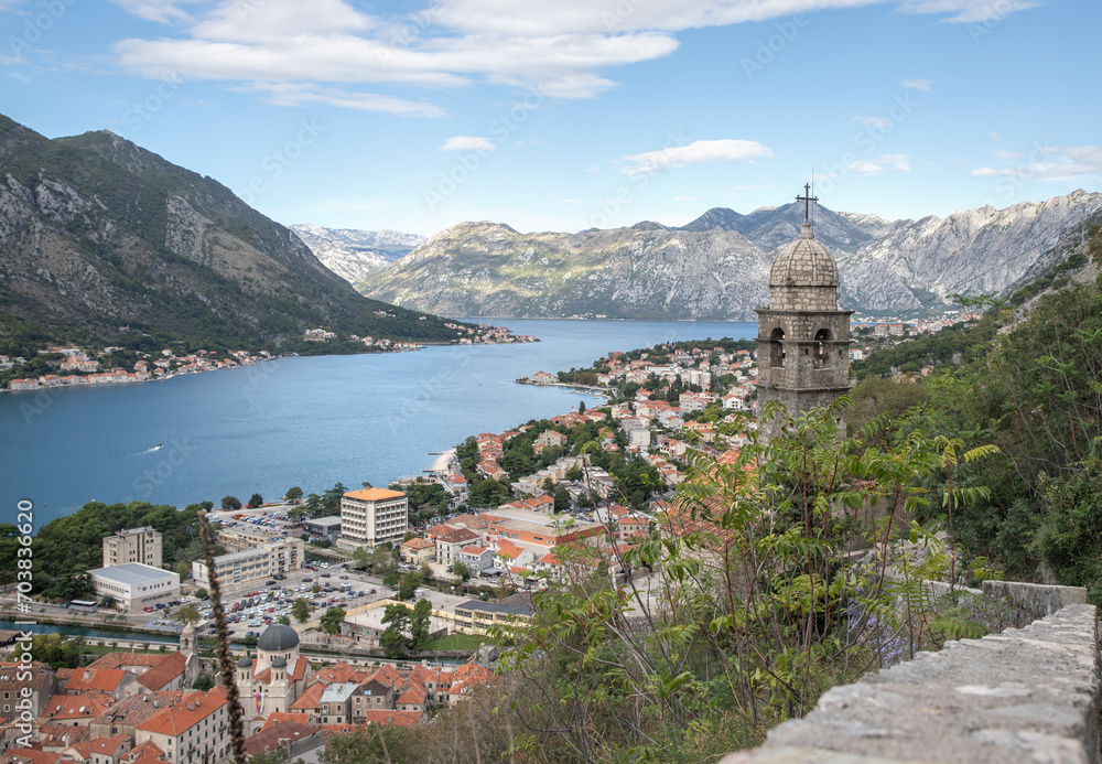 View of Bay and Old Town in Kotor Montenegro	
