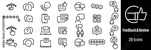Feedback and Review Web Icons. Customer, Support, Like, Comment. Vector in Line Style Icons