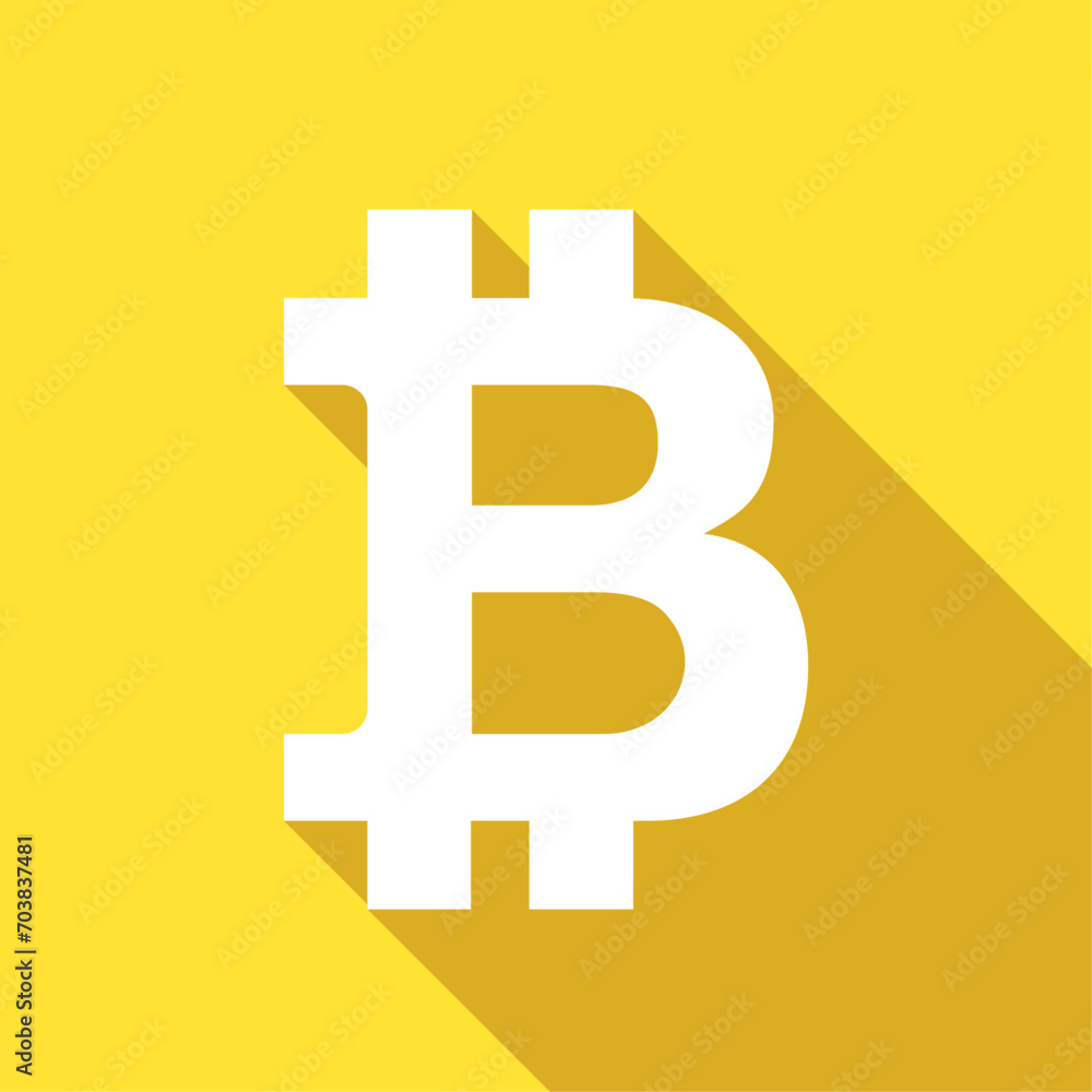 Obraz premium Currency vector icon. BTC long shadow square vector illustration.