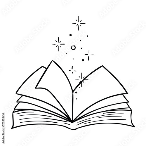 Hand drawing style of magic book vector. It is suitable for magic icon, sign or symbol.