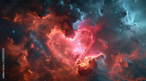 Cosmic Love Heart Nebula in Deep Space
