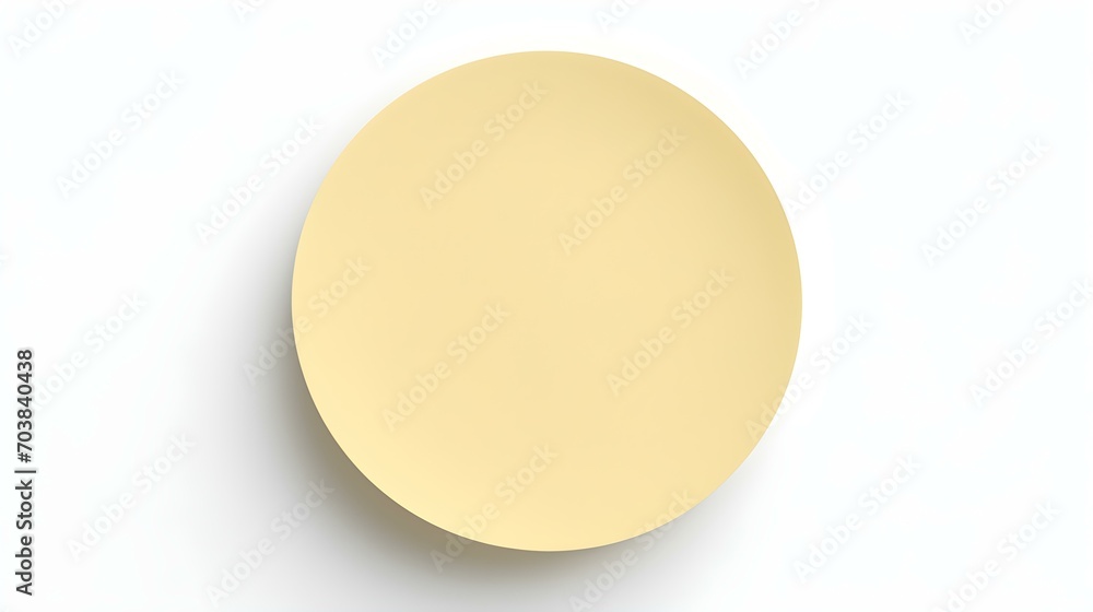 Light Yellow round Paper Note on a white Background. Brainstorming Template with Copy Space