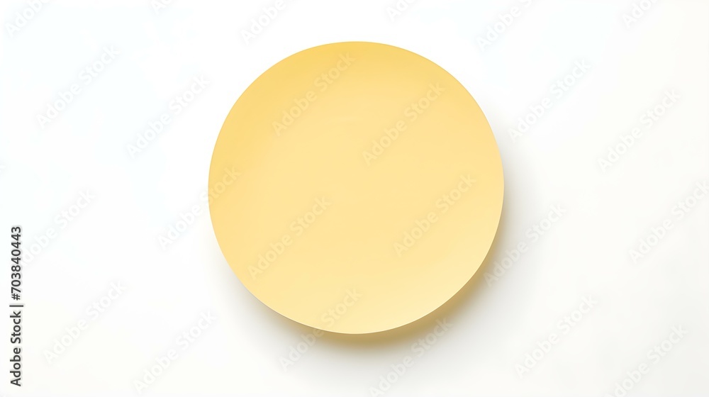 Light Yellow round Paper Note on a white Background. Brainstorming Template with Copy Space