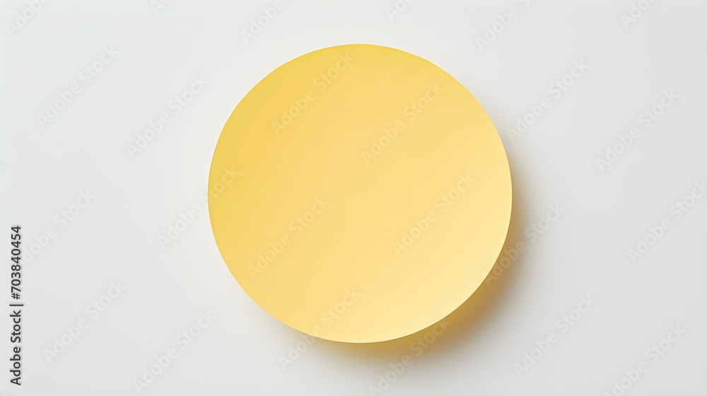 Light Yellow round Paper Note on a white Background. Brainstorming Template with Copy Space