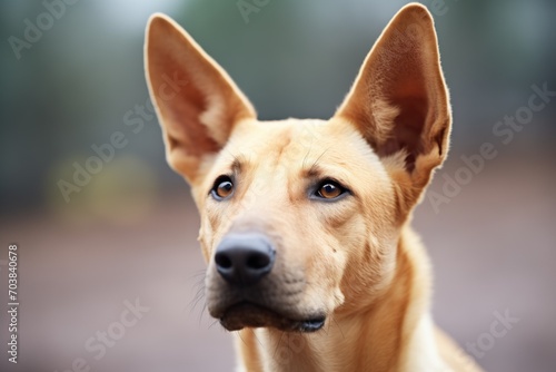 dingo with ears perked  detecting preys movement