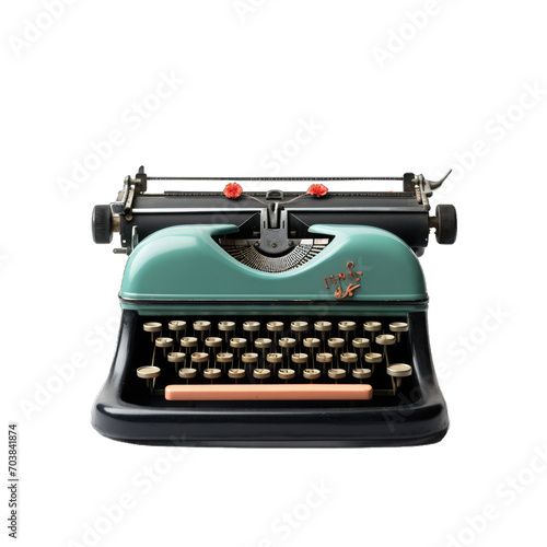 A Vintage Typewriter for Writing Love Letters. Isolated on a Transparent Background. Cutout PNG.