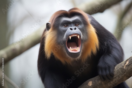 howler monkey with mouth wide open photo