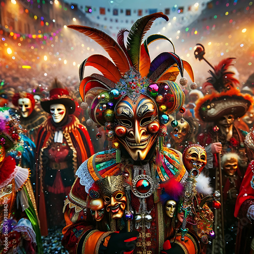 Farbenfrohe Fasnacht: Traditionelle Masken und Kostüme photo