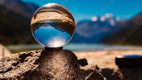 Bild auf Leinwand Crystal ball alpine landscape shot at the famous Kaunertal Glacier Road, Landeck