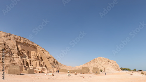 Abu Simbel, Egypt - The two massive rock-cut temples of Abu Simbel are situated on the western bank of LakeNasser, about 230 km southwest of Aswan near the border with Sudan.