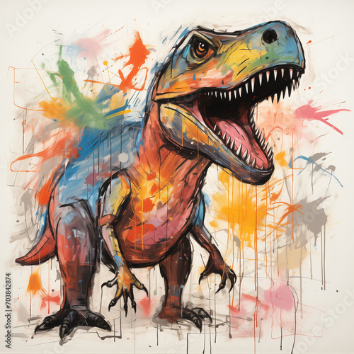 Kids drawing of a dinosaur by Generative AI. © PpNutthanon