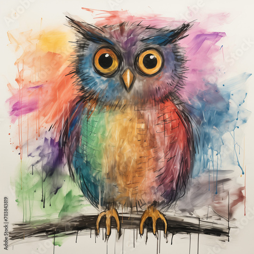 Kids drawing of an owl by Generative AI