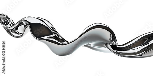 3D chrome metallic abstract shape objects on transparent background