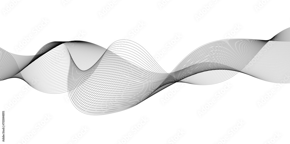 Abstract wave and curved blend lines on transparent background. Sound, music, volume background. Design for brochure, flyer, banner, template, wallpaper background and many more.