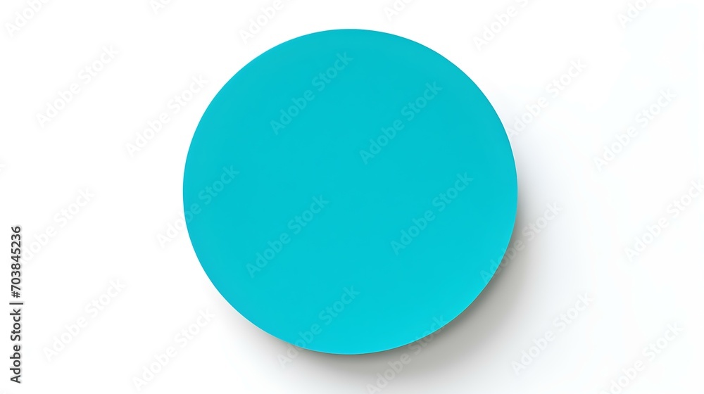 Turquoise round Paper Note on a white Background. Brainstorming Template with Copy Space