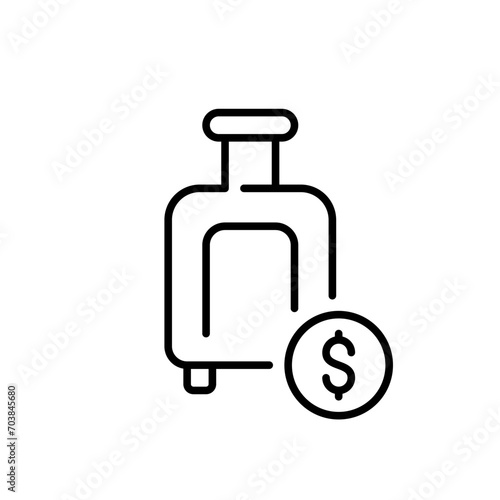 Buy additional check in luggage. Pixel perfect, editable stroke icon