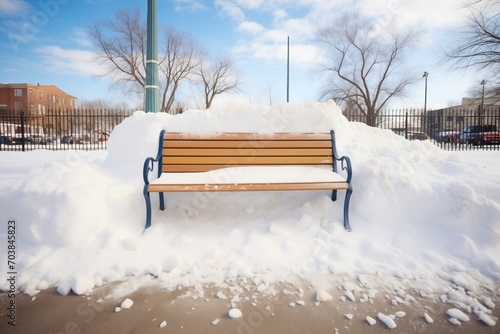 Wallpaper Mural snowdrifts piled beside empty park bench Torontodigital.ca