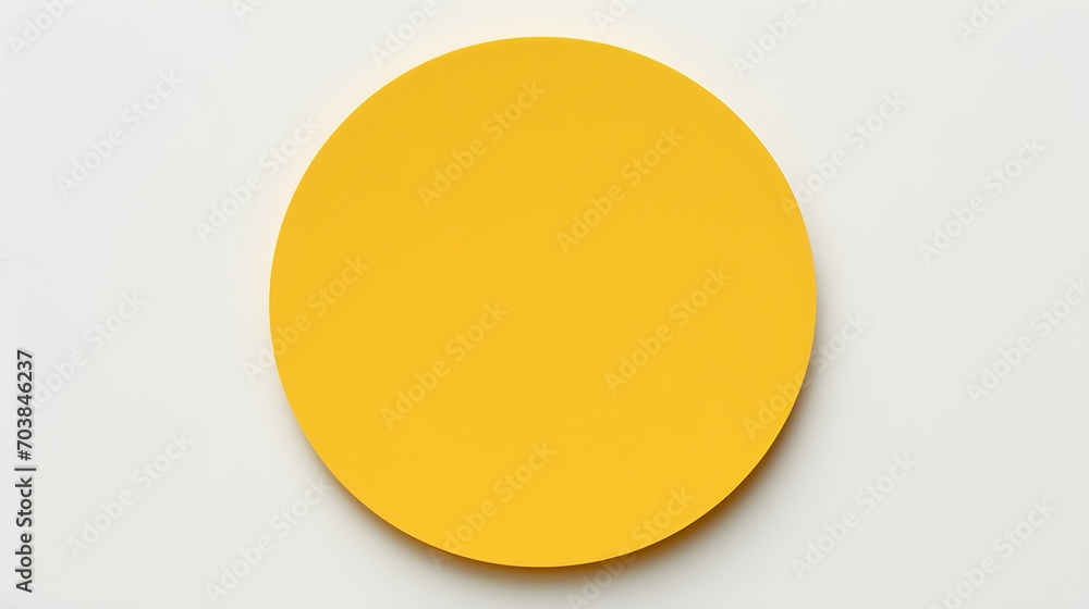 Yellow round Paper Note on a white Background. Brainstorming Template with Copy Space