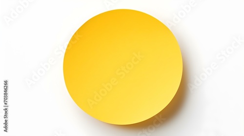Yellow round Paper Note on a white Background. Brainstorming Template with Copy Space