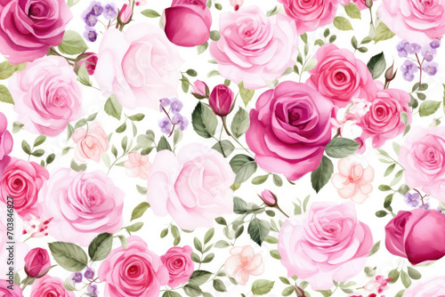 Pink flowers vintage floral illustration summer leaf nature design rose pattern seamless