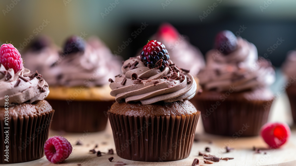 Decadent Chocolate Cupcakes Topped with Berries