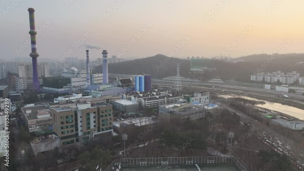 서울 중랑천도심석양 서울 중랑천도심석양