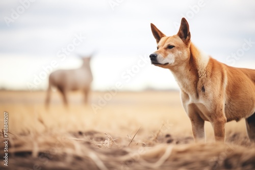 hungry dingo eyeing a kangaroo from afar © stickerside