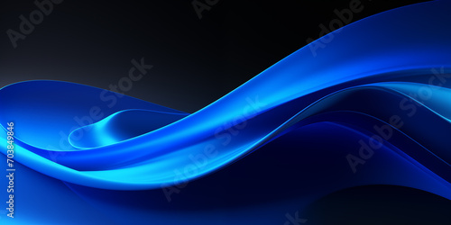 Black dark azure cobalt sapphire blue abstract background. Color gradient. Geometric shape. Wave, wavy curved line. 