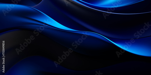 Black dark azure cobalt sapphire blue abstract background. Color gradient. Geometric shape. Wave, wavy curved line. 