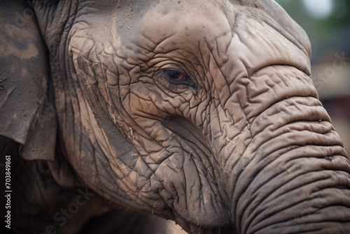 close-up of an elephants muddy wrinkled hide