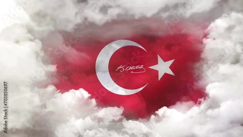 Turkish flag Gazi Mustafa Kemal Ataturk animation photo