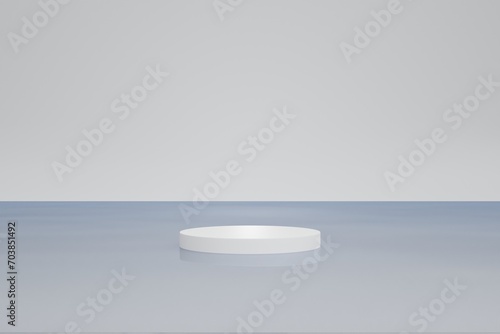 White podium  White background  interior in clean and bright with shadow background   cosmetic product - 3d rendering