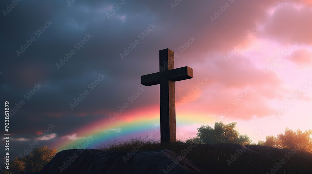 A Cross Amidst the Colors of Dawn