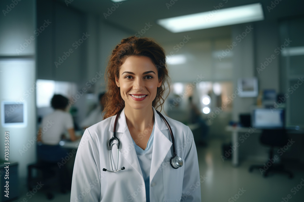 Portrait of female doctor standing at clinic Portrait of female doctor standing at clinic