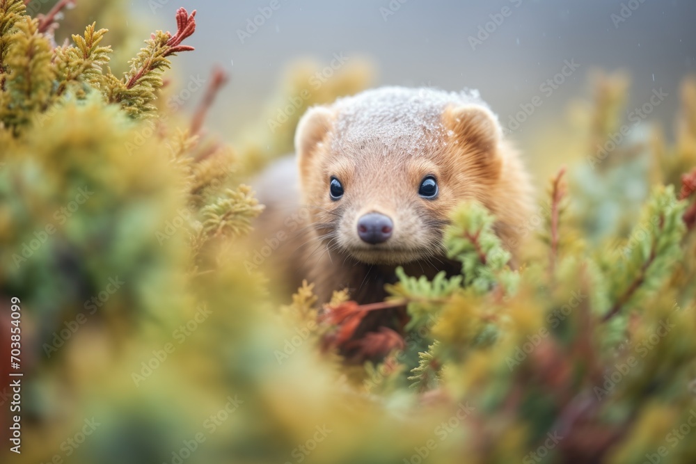 Fototapeta premium mongoose inspecting a snake hiding in bushes