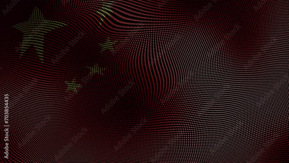 vagues de drapeau de la Chine avec des particules
