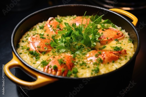 butter lobster risotto on small pot