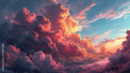 Abstract Color Clouds Sky On Pink, Background Banner HD