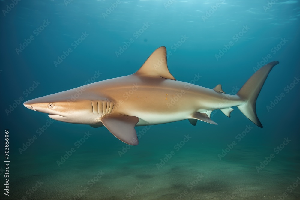 Naklejka premium bull shark patroling near coastal drop-off