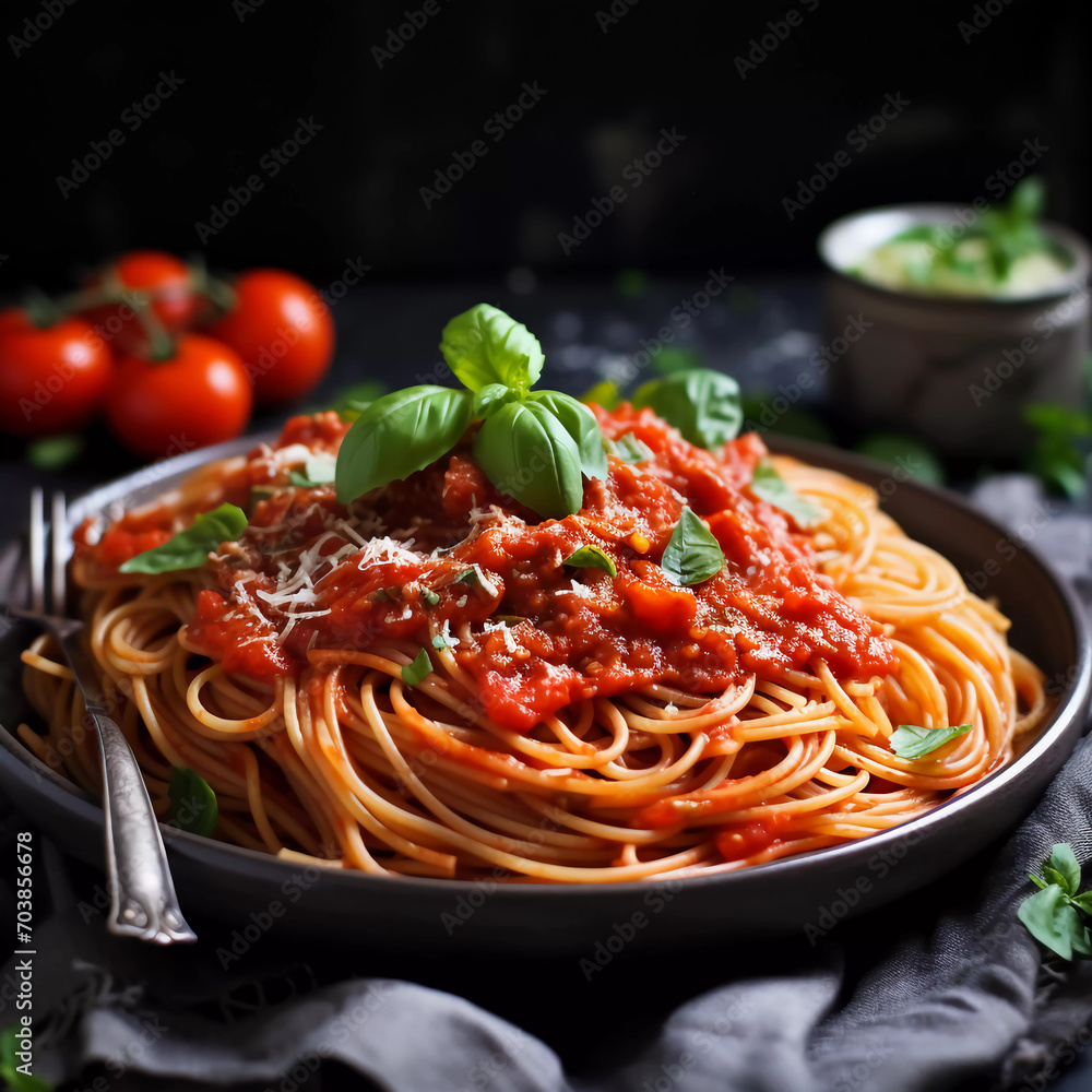 spaghetti with tomato sauce, Generative AI, Generativ, KI spaghetti with tomato sauce, Generative AI, Generativ, KI