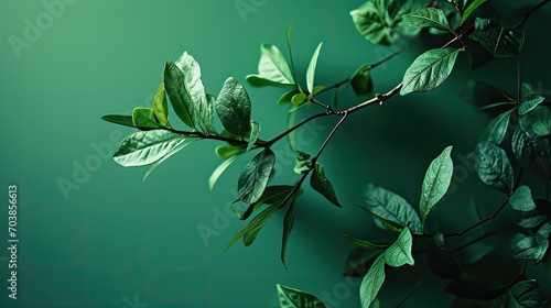 Green leaf on green background