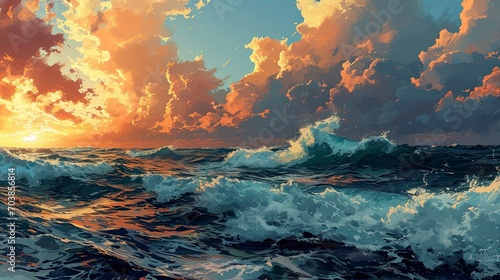 Atlantic Ocean Beautiful Seascape Sea Horizon, Background Banner HD © Alex Cuong