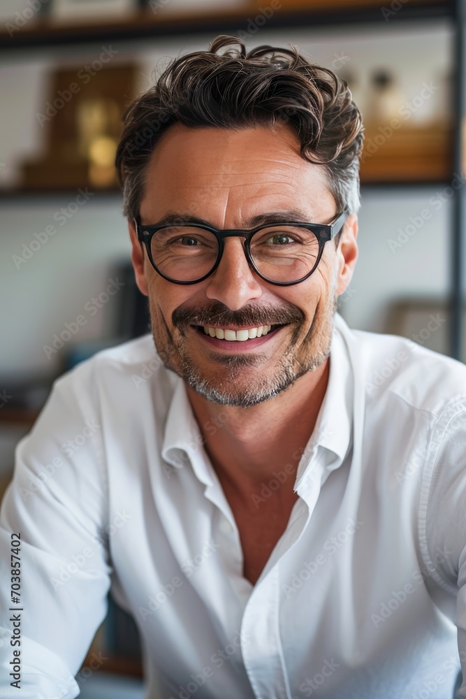 Happy smiling businessman in office Happy smiling businessman in office
