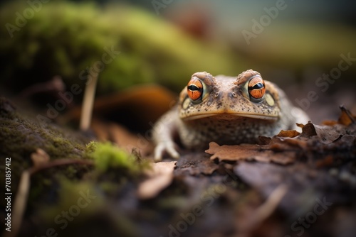 toad in a shady spot with bright eyes